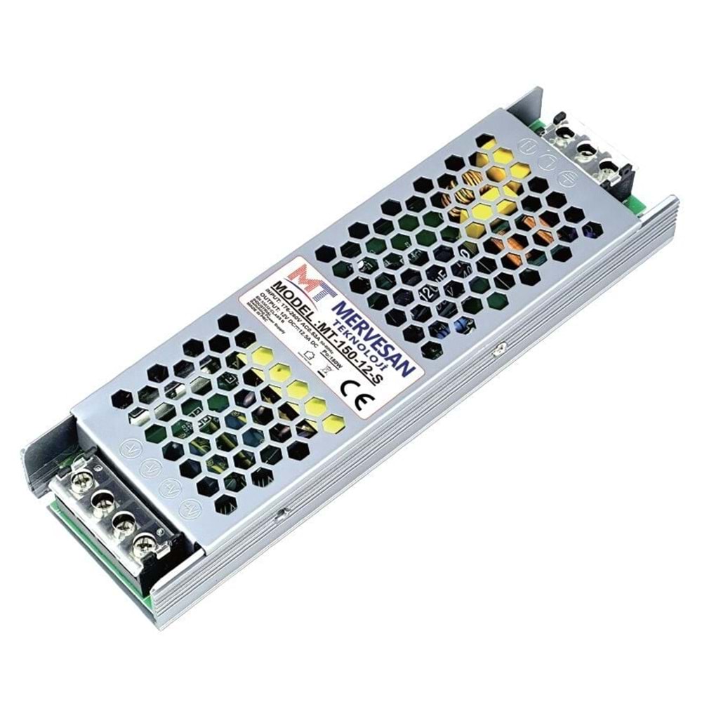 Mervesan MT-150-24-S 24VDC 6,25A Slim Metal Kasa Güç Kaynağı