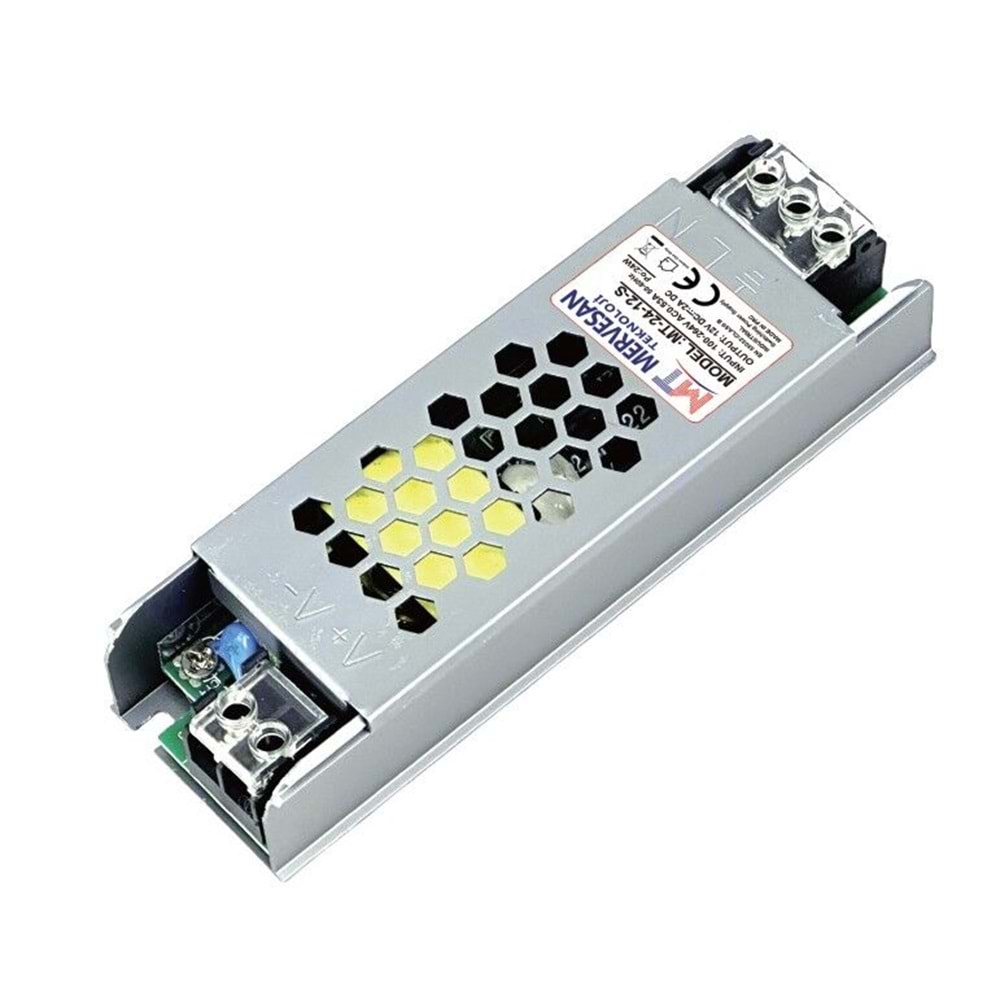Mervesan MT-24-24-S 24VDC 1A Slim Metal Kasa Güç Kaynağı