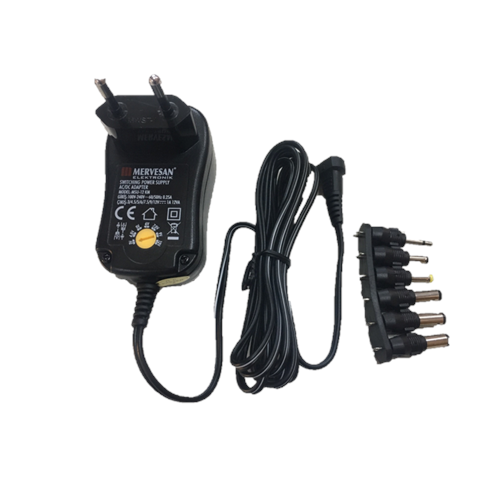Mervesan MTU-12KM 3-4.5-5-6-7.5-9-12VDC 1A Ayarlı Priz Tipi Adaptör