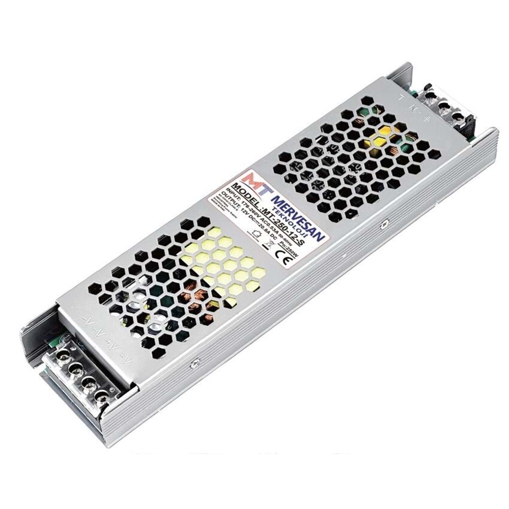 Mervesan MT-250-24-S 24VDC 10A Slim Metal Kasa Güç Kaynağı